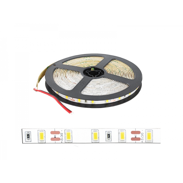 PS LED kabel 5630, neutrální bílé světlo, 300 LED, bílý substrát, IP20, 5m.