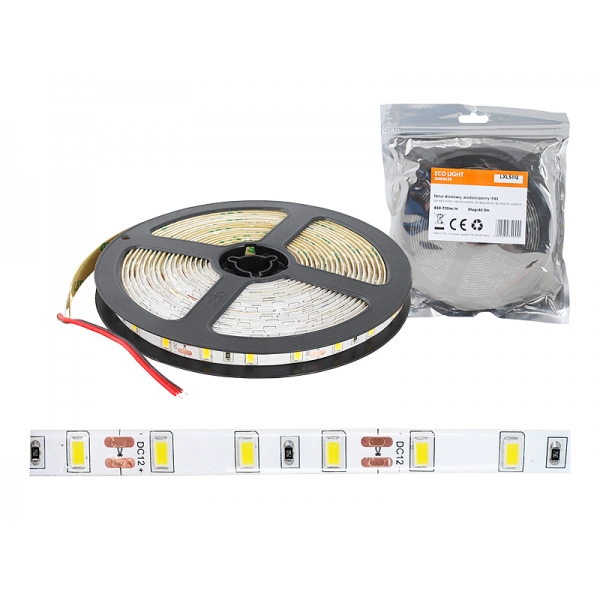 PS LED string 5630, neutrální bílé světlo (4000K), 300 LED, bílý substrát, IP65, 5m.