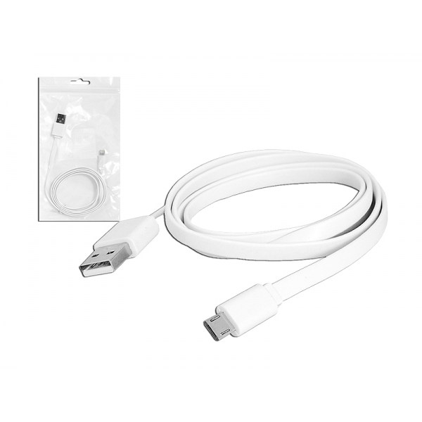 PS USB kabel - IPHONE 8PIN 1m plochý, bílý.