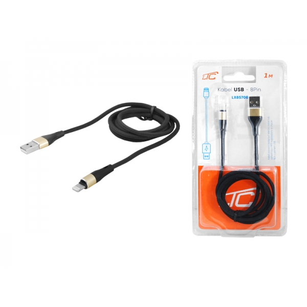 PS USB kabel - IPHONE 8pin, 1m, černý.