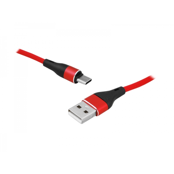 PS USB kabel - Type-C, 1m, červený.