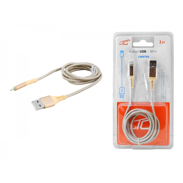 PS USB kabel - IPHONE 8pin, 1m, zlatý.