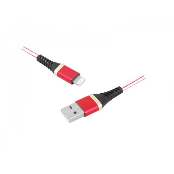 PS USB kabel - IPHONE 8pin, 1m, červený.