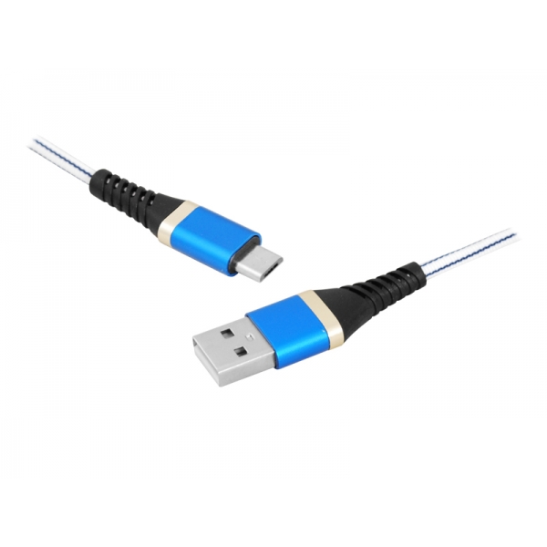 PS USB kabel - microUSB, 1m, modrý.