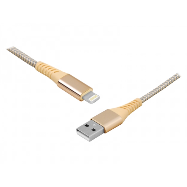 PS USB kabel - IPHONE 8pin 2m zlatý.