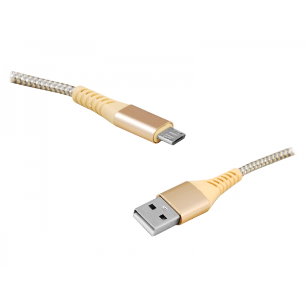 PS USB kabel - microUSB 2m zlatý.