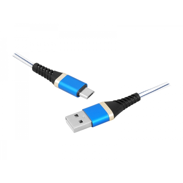 PS USB kabel - microUSB 2m modrý.