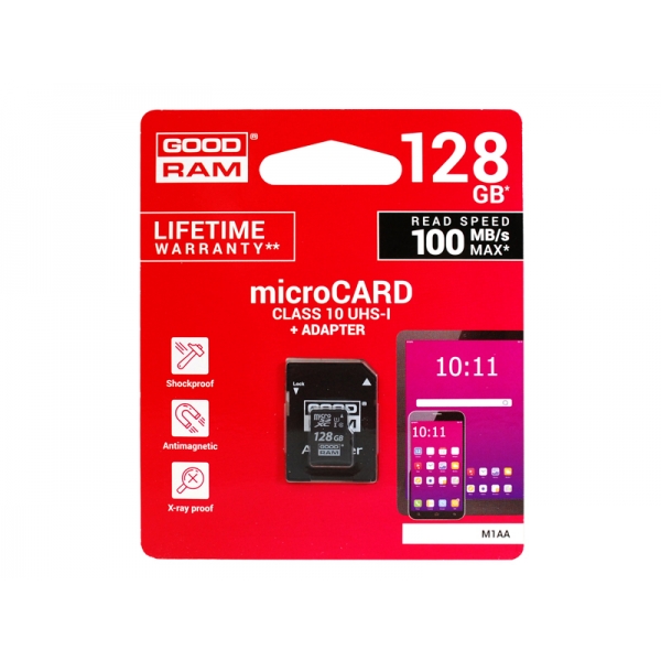 KARTA PS GOODRAM Micro SD 128GB + 10CLASS UHS adaptér.