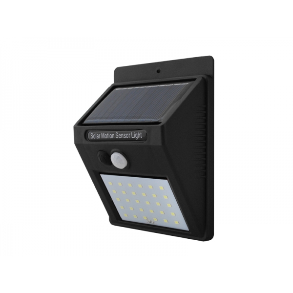 Solární nástěnné svítidlo LED SMD 6W + pohybové čidlo, černé.