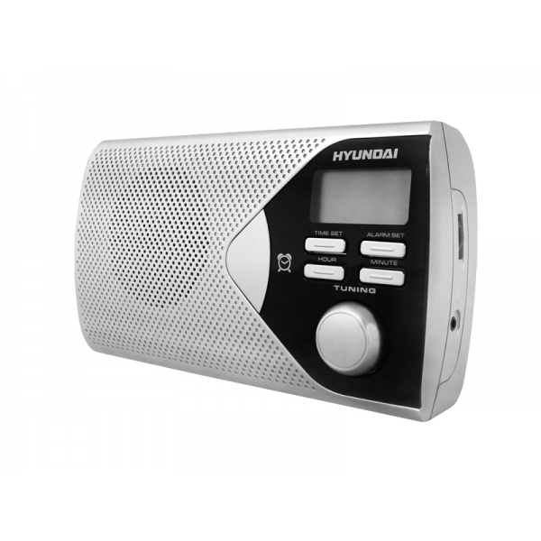 HYUNDAI PR200S přenosné rádio, LCD displej, hodiny, budík, AUX stříbrná.