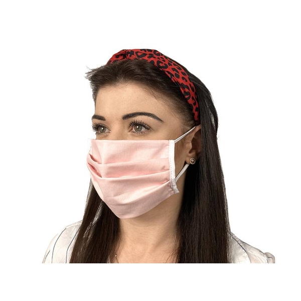 3vrstvá opakovaně použitelná ochranná maska, pudrově růžová.