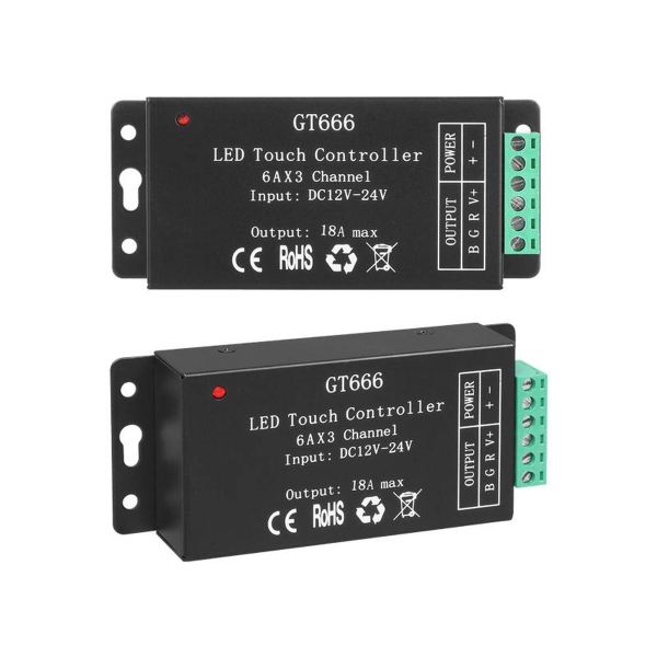 Ovladač RGB TRF8B 216W / 432W, dotykové dálkové ovládání, rádiové ovládání.