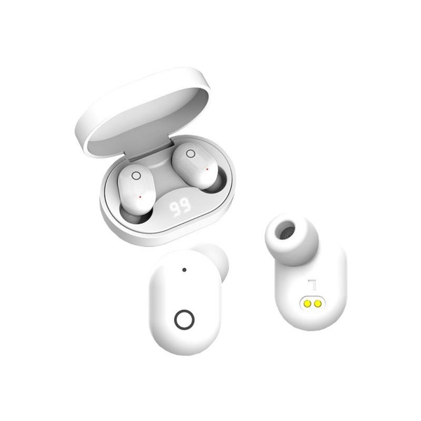 Bluetooth sluchátka Somostel Earbuds TWS J18 + nabíjecí pouzdro, bílé.