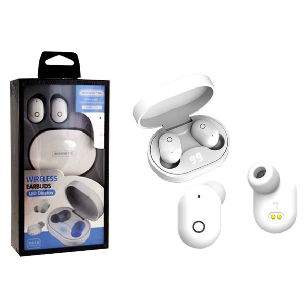 Bluetooth sluchátka Somostel Earbuds TWS J18 + nabíjecí pouzdro, bílé.