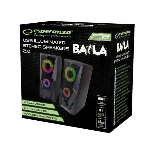 2.0 USB LED reproduktory Esperanza Rainbow Baila EGS103.
