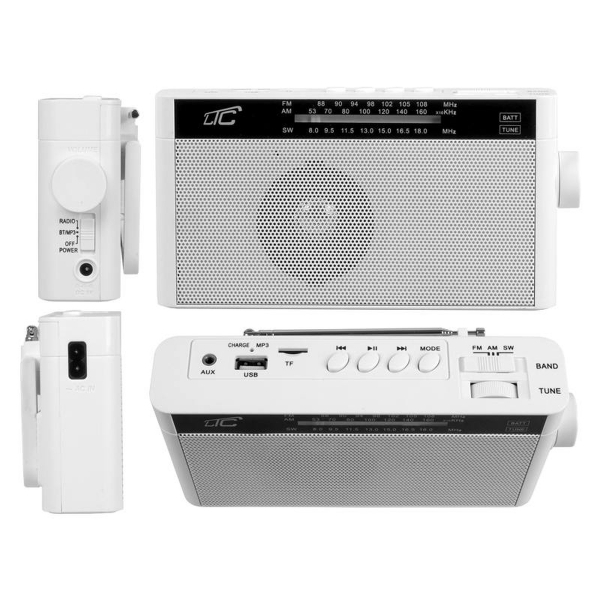 Přenosné rádio LTC Sona s Bluetooth, USB, TF, bílé.