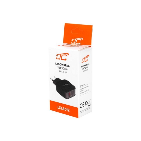 LTC USB Rychlá nabíječka 100-240V QC 3.0 černá.