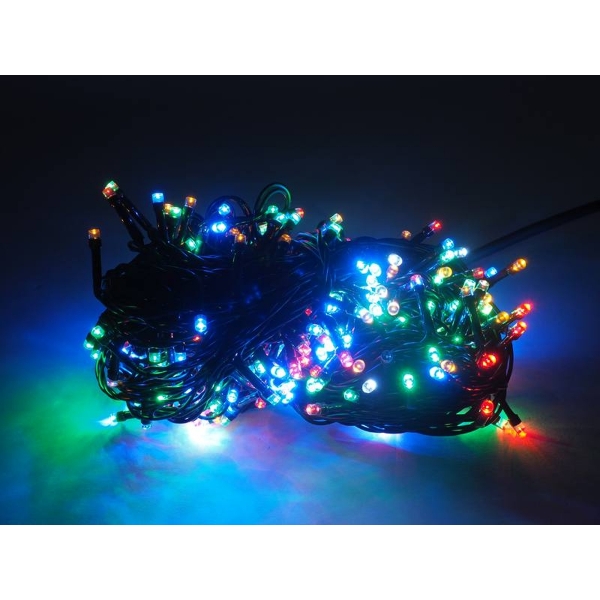 Osvětlení vánočního stromku 300 x LED Flash vícebarevný + blesk studená bílá IP20 230V