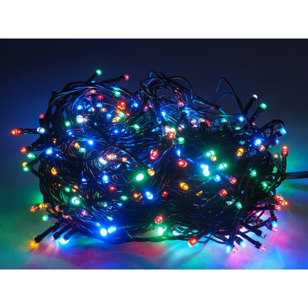 Osvětlení vánočního stromku 500 x LED Flash vícebarevný + blesk studená bílá IP20 230V