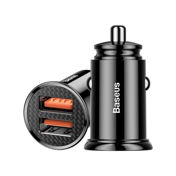 Baseus Quick Charge USBx2 nabíječka do auta, 3.0, 30W 5A černá.
