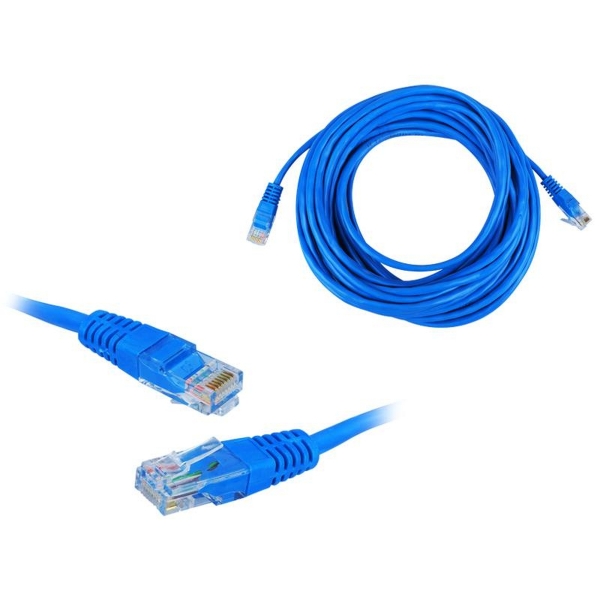 1: 1 8p8c 10m modrý počítačový síťový kabel (patchcord).