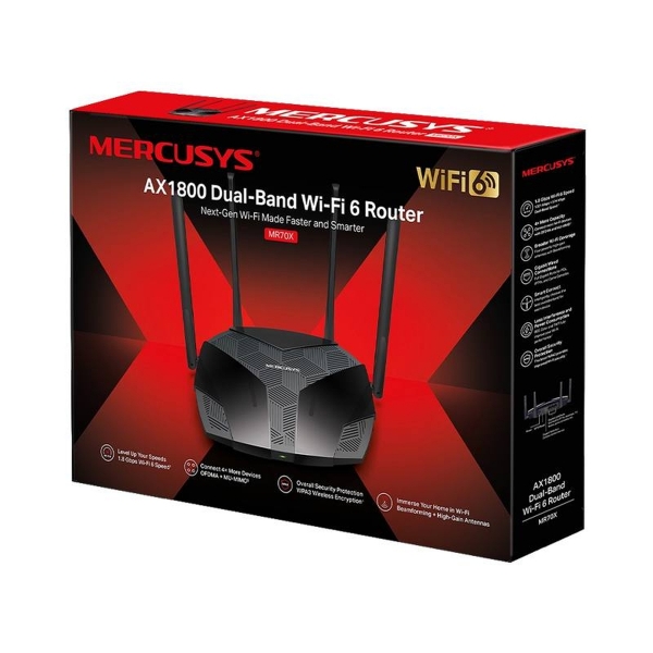 Dvoupásmový gigabitový WiFi router Mercusys AX1800 MR70X 6.