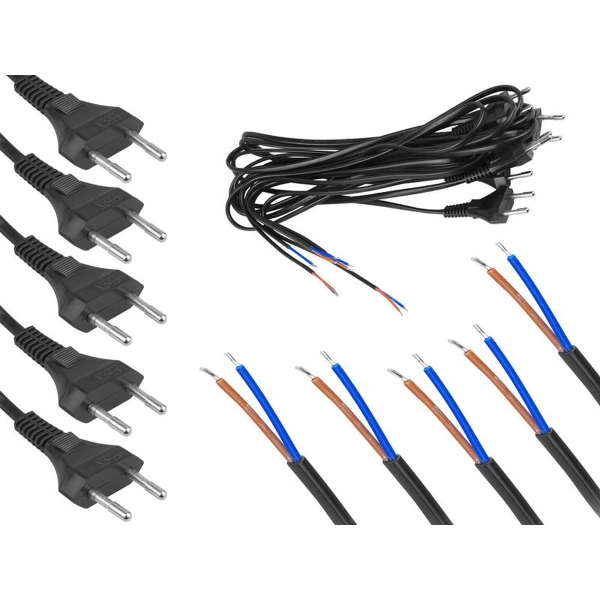 Síťový napájecí kabel 1,5 m bez koncovky, černý, PL.