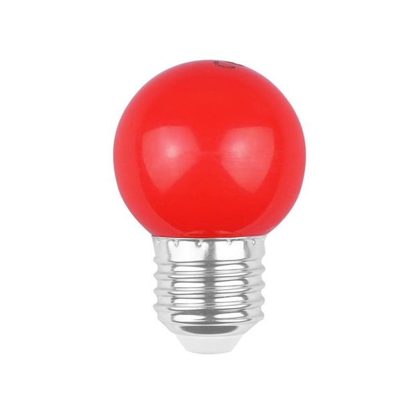 Sada LED žárovek E27 / G45 / 2 W, zahradní světelná girlanda, červená, 5 ks.