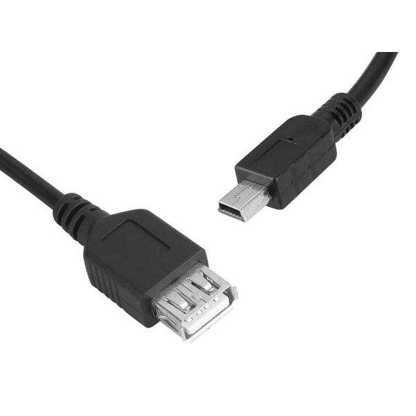 USB kabelová zásuvka A - mini USB 5pinová zástrčka.