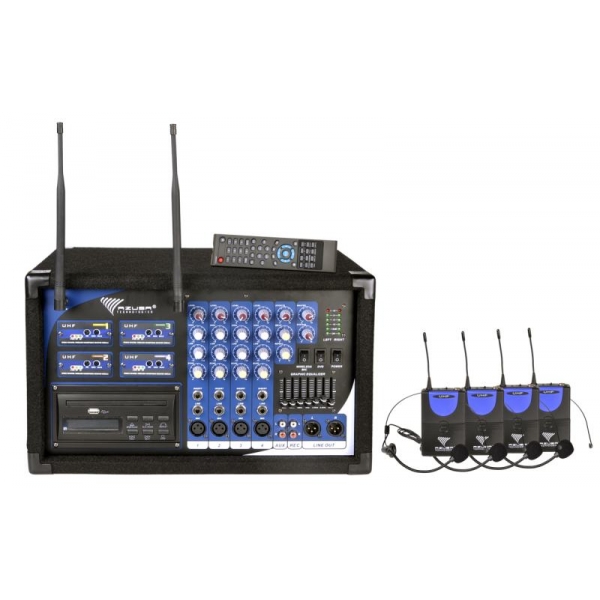 Mikrofon PA-180 UHF 4 kanály (4 nahlavni mikrofony)