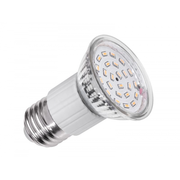 LED žárovka (24x3014 SMD) 4.5W, E27, 3000K, 230V (skleněny kryt)