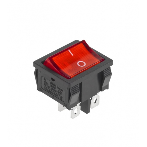 Konektor - spínač jednoduchý, sériový 4-pin podsvětlený 230V červený