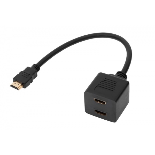 HDMI adaptér zástrčka - 2 x zásuvka na kabelu o délce 30 cm