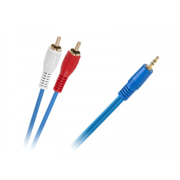 Kabel JACK 3,5-2 x RCA modrý 4MM 3m