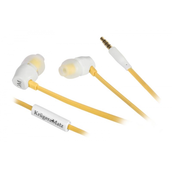 Sluchátka do uší  s mikrofonem  Kruger&Matz  model D10  žluté