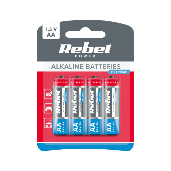 Alkalická baterie Rebel EXTREME LR06 4ks./bl.