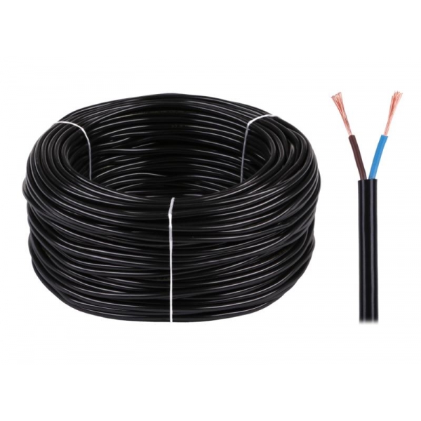 Elektrický kabel OMY 2x0,75 300/300V černý
