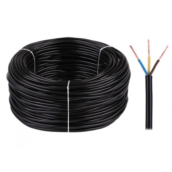 Elektrický kabel  OMY 3x0,75 300/300V černý