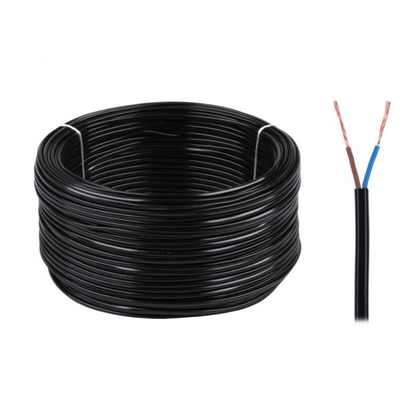 Elektrický kabel OMYp 2x0,5 300/300V černý