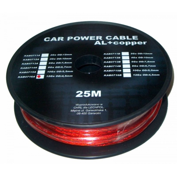 Auto kabel 12Ga OD4.5mm CU+AL 25m