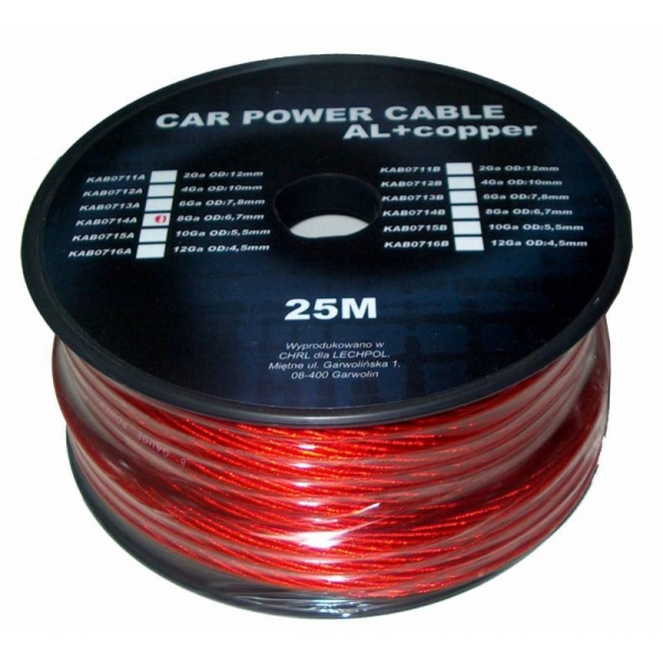 Auto kabel 8Ga OD6.7mm CU+AL 25m