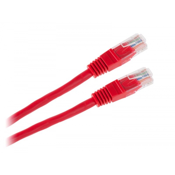 Patchcord kabel UTP 8c zástrčka - zástrčka  1.0m CCA červený