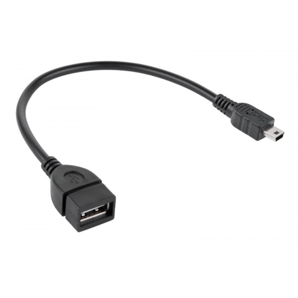 Kabel USB zásuvka  A - zástrčka mini USB 20cm OTG