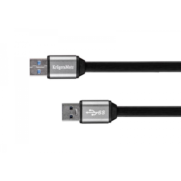 Kabel USB3.0 zástrčka- zástrčka 1m Kruger&Matz plochý kabel