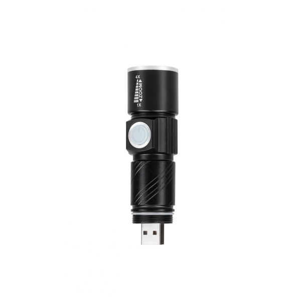 Hliníková 3W svítilna (ZOOM, konektor USB)