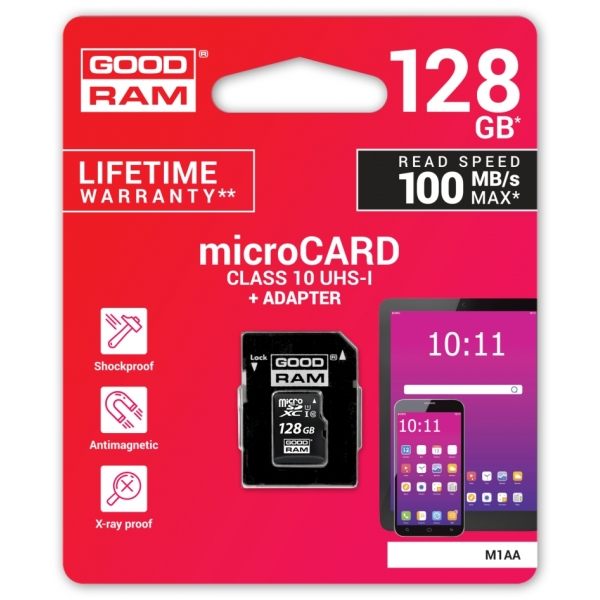 Paměťová karta microSD 128 GB UHS-I Goodram s adaptérem
