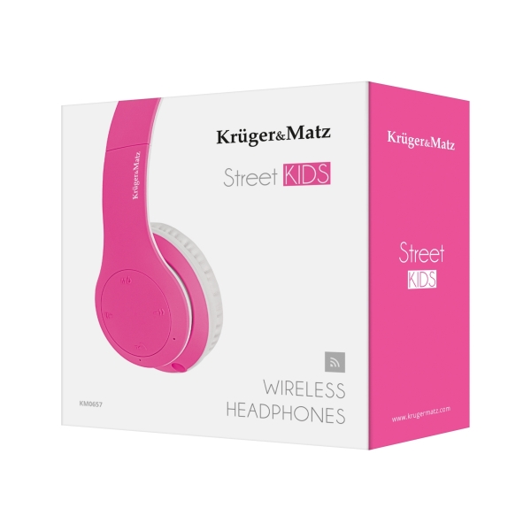 Dětská bezdrátová sluchátka Kruger & Matz, model Street Kids, růžové