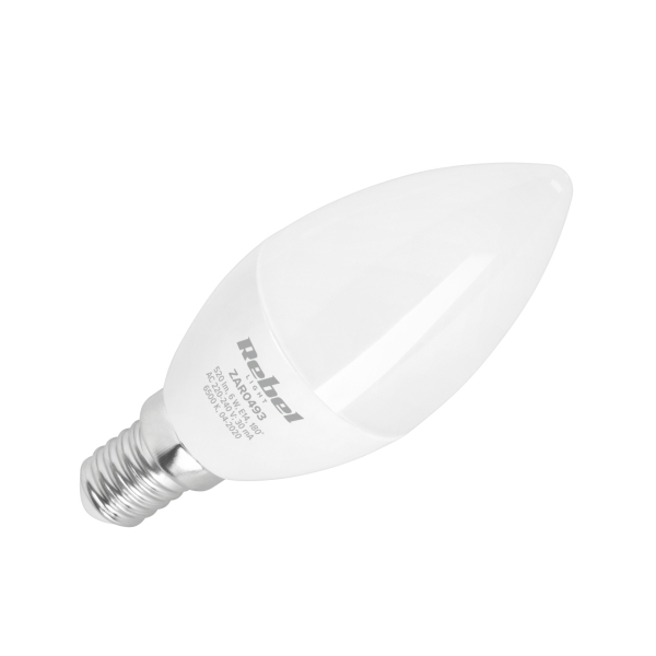 LED lampa Rebel -  svíčka  6W, E14, 6500K., 230V