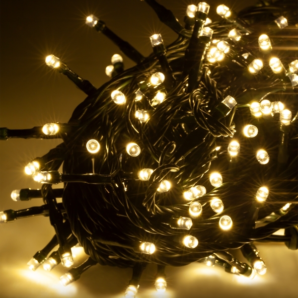Venkovní LED osvětlení vánočního stromku 10m, teplá bílá, se změnou režimu svícení