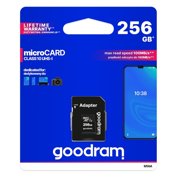 256GB paměťová karta microSD UHS-I Goodram s adaptérem